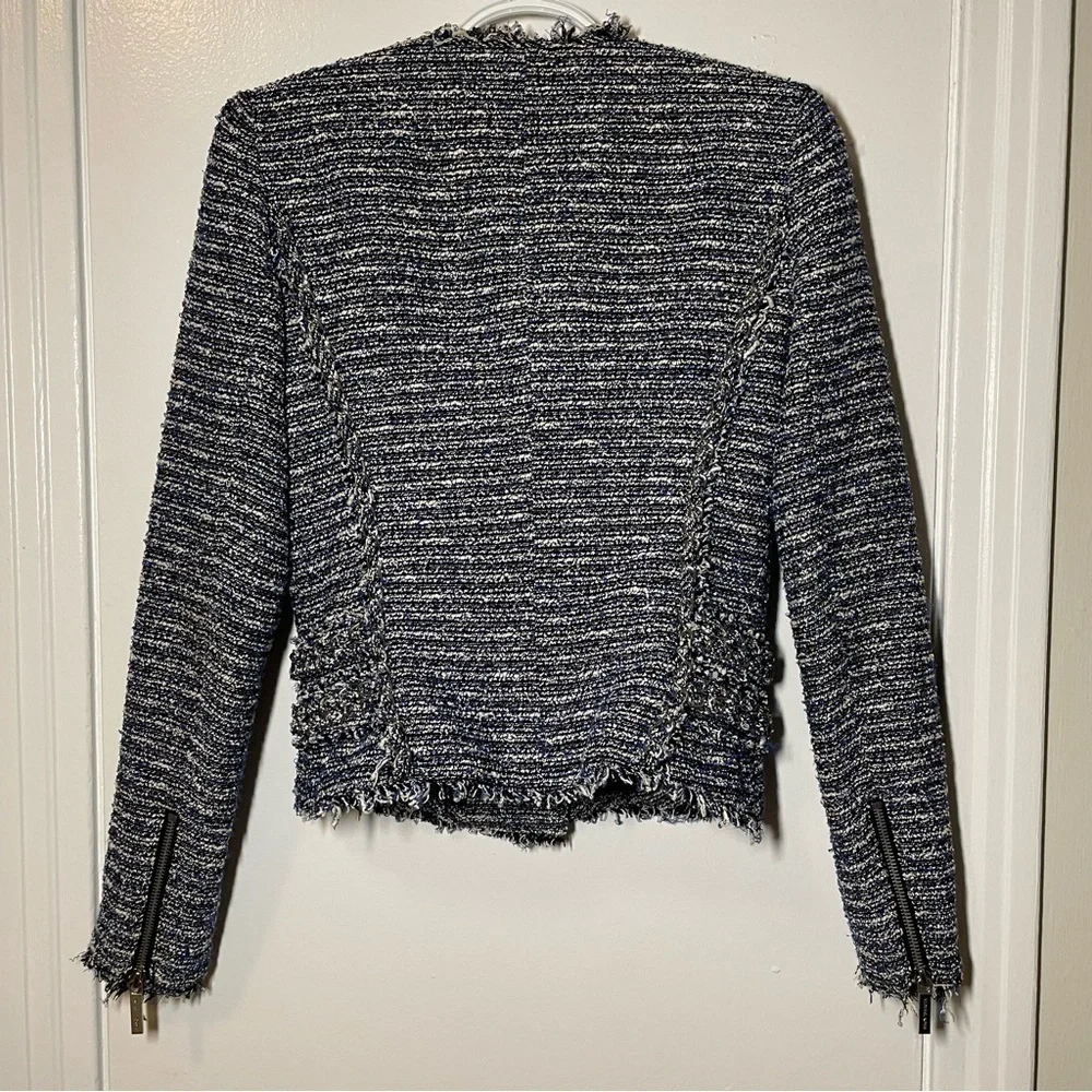 MICHAEL Michael Kors Blue Tweed Biker Jacket size XS